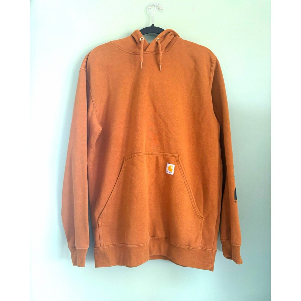 Carhartt Men's M Brown Pullover Fleece Hoodie Loose Fit Logo Pockets TS0288-M
